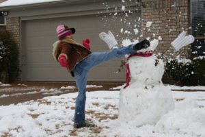 Kicking a snowman